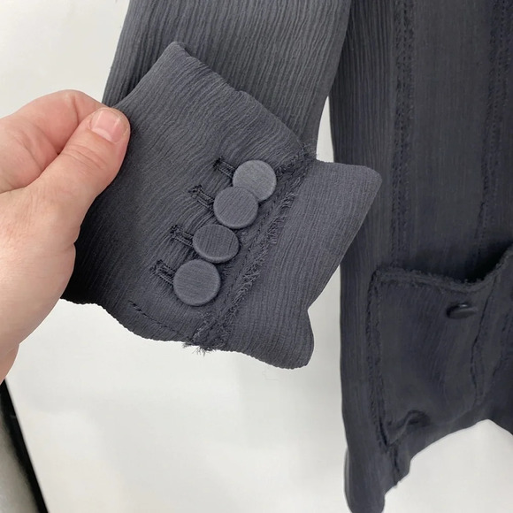 Club Monaco Blazer Womens 0 Gray Silk One Button Front Business Raw Hem - Picture 4 of 12